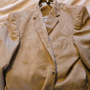 Tan Blazer Jacket Suede Feel